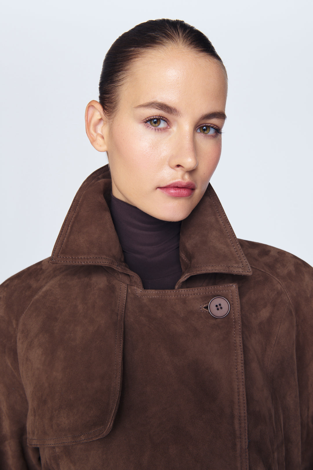 Aya & Elen | Suede Trench Coat - Mocha